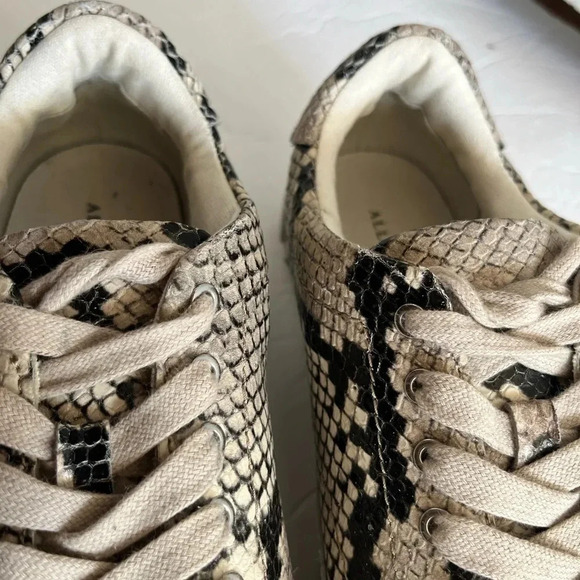AllSaints Trish Snakeskin Print Platform Sneakers Women’s 8 Beige - Picture 8 of 17